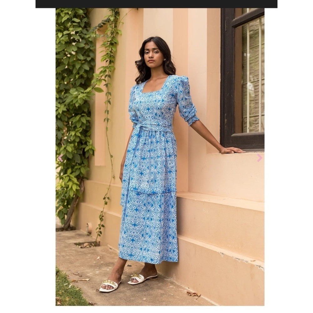 Beyond by Vera 1831 Poppy Maxi Dress XS‎ Basilica Blue MSRP $320